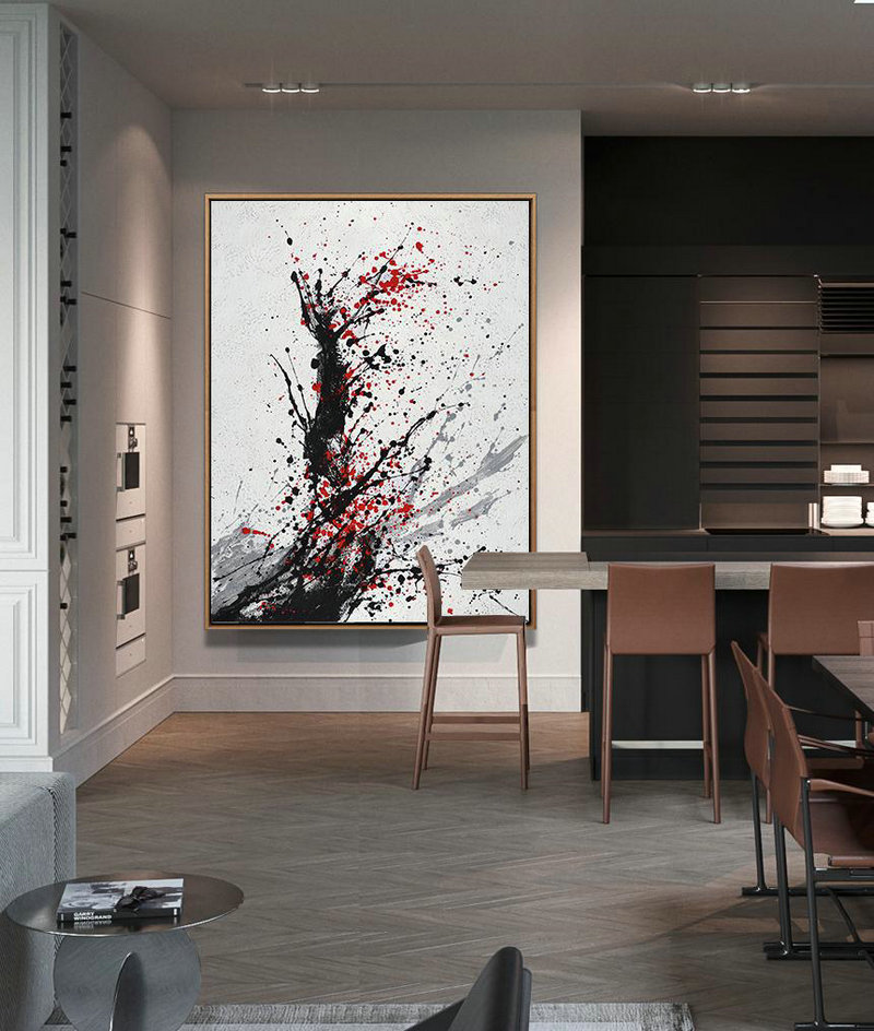 Large Abstract Art,Hand-Painted Black,Large Abstract Art Handmade Acrylic Painting
